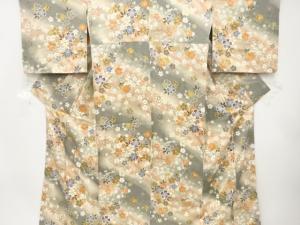 金彩　流水に桜模様　小紋着物